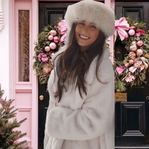 Avec Les Filles White Luxe Faux Mink Fur Coat Jacket Sz L‎ Women’s NWT